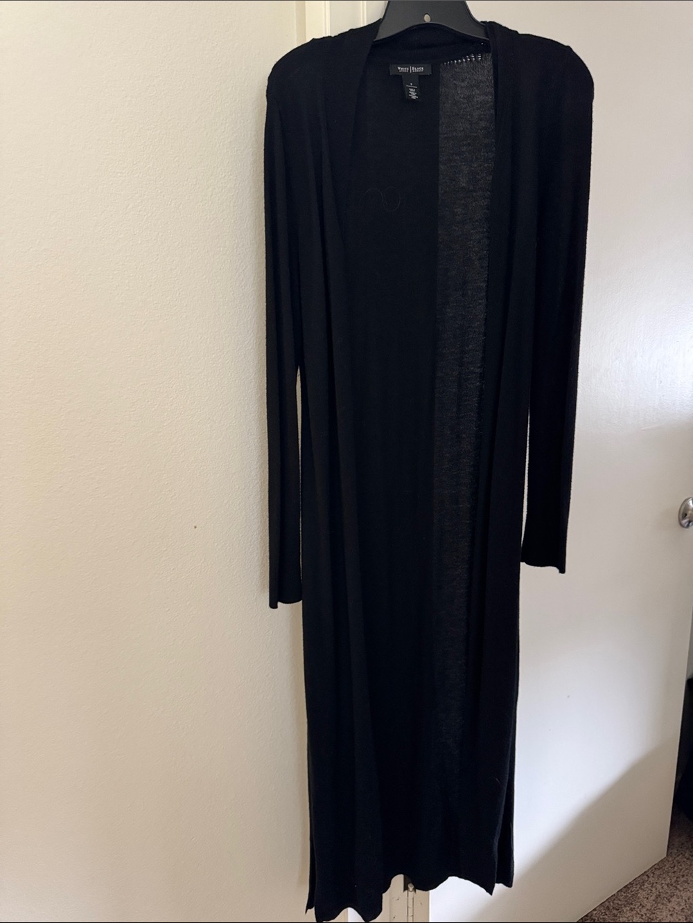 White House black market Long Open-Front Black Woman’s Sweater Cardigan